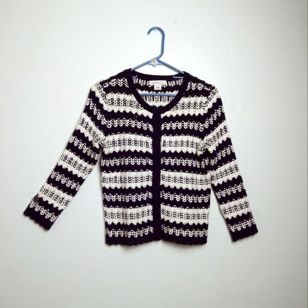 Liz Claiborne Black and White Striped Cardigan Women's Size S